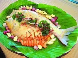 红葱头油盐水蒸金鳞鱼